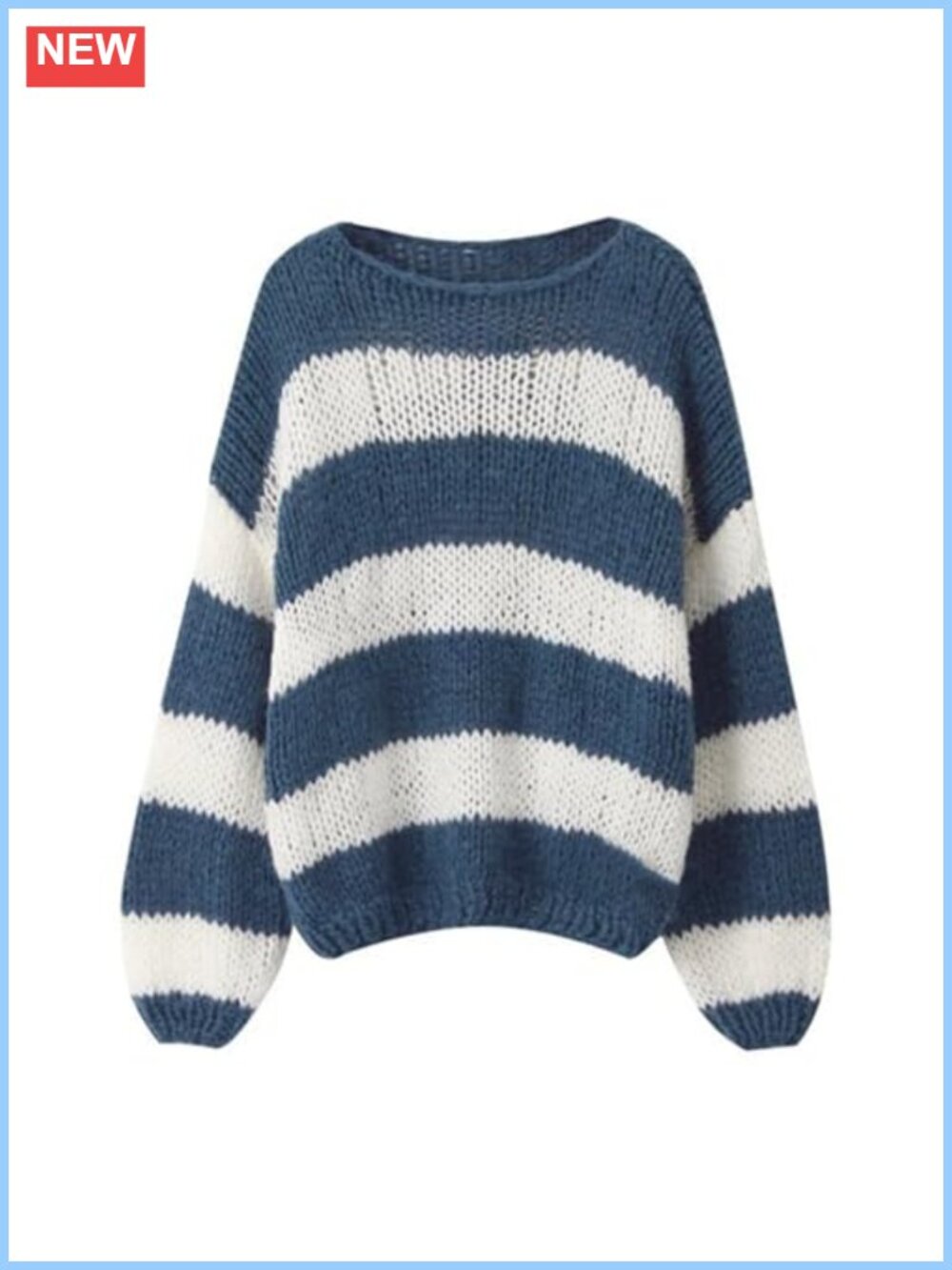 Women's Oversized Striped Pullover Sweater Y2K Preppy Color Block Knit Top